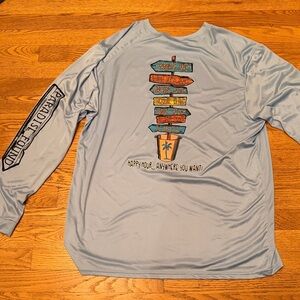 Light Blue Men's Long Sleeve Shirt Gulf Coast Florida Beaches XL UPF 50+